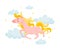 Marvelous Pink Unicorn Galloping In The Clouds Vector Illustration