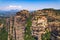 marvelous scenic drone shot of Meteora monastery complex, Greece