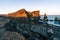 Marvelous sunset on popular tourist attraction Valahnukamol bay in southern Iceland. Cliffs are located in Reykjanes peninsula and