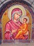 Mary and baby Jesus orthodox mosaic at the Cathedral of Christ the Saviour, Moscow city, Moscow State, Russia