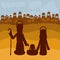 Mary joseph and baby jesus silhouette design