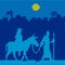 Mary, Joseph and the little Jesus. Christmas scene of the birth of Christ. Star of BethlehemKnitted pattern. Joseph and Mary are o