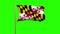 Maryland flag waving in the wind. Green screen