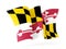 Maryland state flag waving icon close up. United states local fl