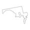 Maryland - U.S. state. Contour line in black color. Vector illustration. EPS 10