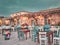 Marzamemi, Sicily - January 01, 2018: View of a typical restaurant in Marzamemi