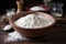 masa harina flour in a rustic bowl