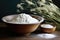 masa harina flour in a rustic bowl