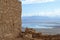 Masada - ancient fortification, desert fortress of Herod in Judean desert, view of dead sea, Israel