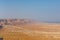 Masada UNESCO world heritage site, the Dead Sea in Israel seen from above in an aerial skyline photo