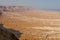 Masada UNESCO world heritage site, the Dead Sea in Israel seen from above in an aerial skyline photo