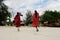 The Masai people walking on the beach in Nungwi, Zanzibar, Tanzania, Africa