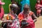 Masai tribe traditional dressed women in Africa street