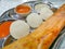 Masala Dosa and Idli Dosa food closeup with selective focus and crop fragment