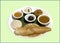 Masala dosa, South Indian meal Set Dosa, sambhar and coconut chutney, idli, sweet rasgulla and vada