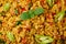 Masala Egg Bhurji or Muttai Podimas close up. Anda Bhurji is indian cuisine scrambled eggs dish with spices. Asian food and meal