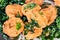 Masala Vadai with curry leafs, a popular Southern Indian deep fried snack