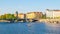 Masaryk Embankment with and Sitkovska water tower Palacky Bridge over Vltava River in Prague city centre, Czech Republic