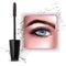 Mascara design picture, with single Blue eye and eyelash for advertising use, Realistic 3d illustration