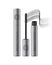 A mascara tube and a wand applicator. Cosmetic silver bottle wit