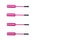Mascara wands in bright pink on white background