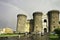 Maschio angioino castle in Naples with rainbow