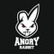 Mascot angry rabbit logo. Vector illustration.