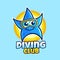 Mascot blue Starfish diving wearing diving googles logo design