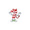 Mascot cartoon of christmas candy cane on a Devil gesture design