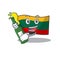 Mascot cartoon design of flag lithuania with bottle of beer