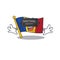 Mascot cartoon flag moldova in with virtual reality character