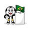 Mascot cartoon football brazil flag with banner