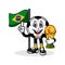Mascot cartoon football brazil flag with trophy world winner