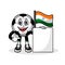 Mascot cartoon football india flag with banner
