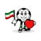 Mascot cartoon football love iran flag design