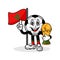 Mascot cartoon football marocco flag with trophy world winner