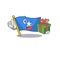 Mascot cartoon of happy flag somalia with gift box