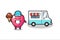 Mascot cartoon of heart symbol with ice cream truck