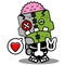 Mascot cartoon love zombie doll