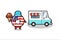 Mascot cartoon of malaysia flag badge with ice cream truck