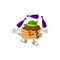 Mascot cartoon style of chocolate cream pancake playing Juggling on stage
