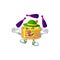 Mascot cartoon style of lemon cream pancake playing Juggling on stage