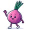 mascot character design of a standing red onion with a hand forming a hi! Generative AI