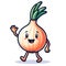 mascot character design of a standing red onion with a hand forming a hi! Generative AI