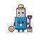 Mascot character of flash drive usb as a farmer