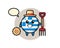 Mascot character of greece flag badge as a farmer