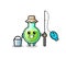 Mascot character of lab beakers as a fisherman