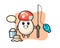 Mascot character of mushroom as a fisherman
