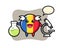 Mascot character of romania flag badge as a scientist