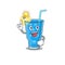 Mascot character of smart blue lagoon cocktail has an idea gesture